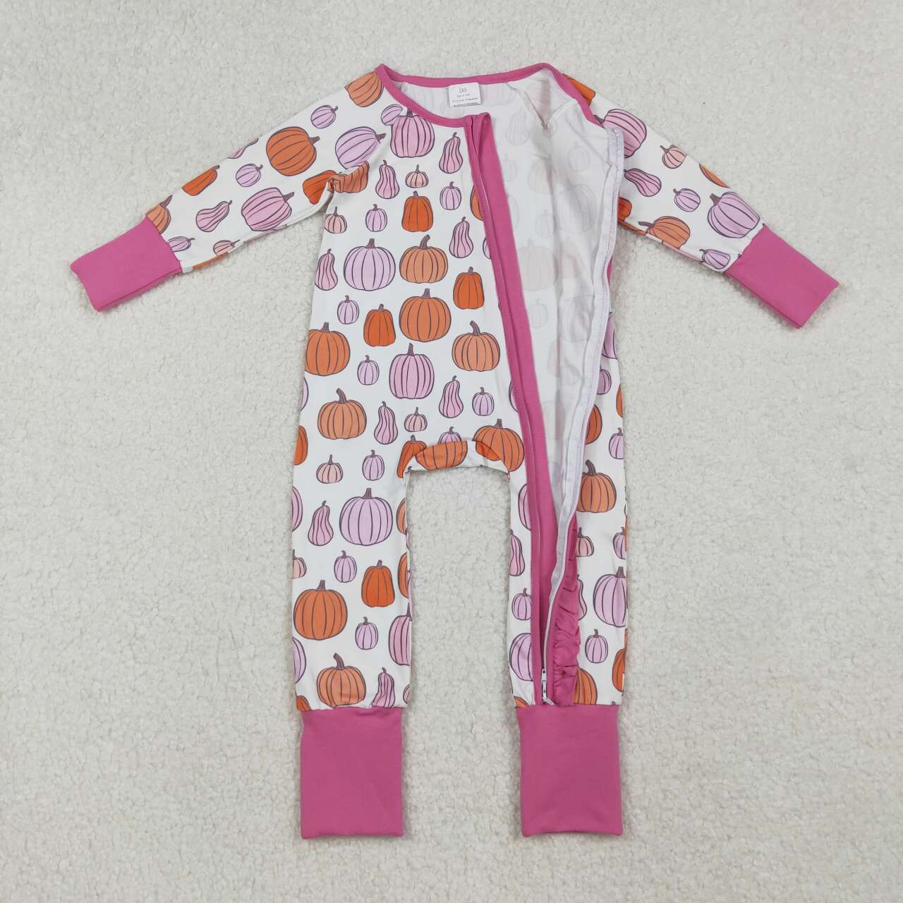 pumpkin full zip Baby Romper LR2566