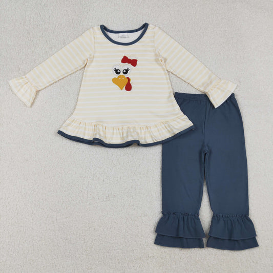 Thanksgiving Embroidered Turkey Girls Outfits GLP2588