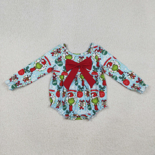 Christmas Blue Cartoon Print Baby Romper LR2575