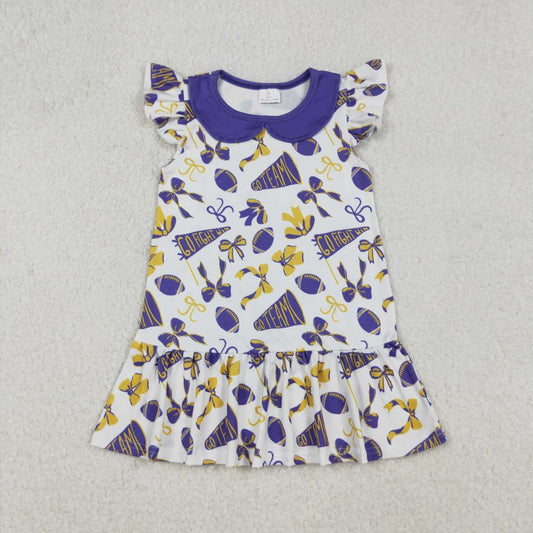 Football Go Team golden purple Girls Dress GSD2784