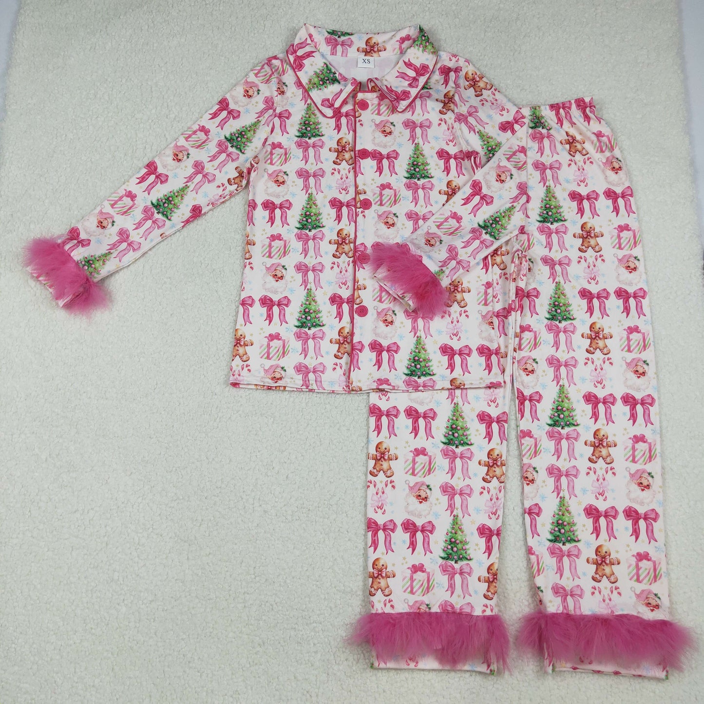 Adult Christmas Red Santa Feather Pajamas GLP2717