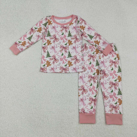 Christmas Gingerbread Bow Kids pajamas GLP2542