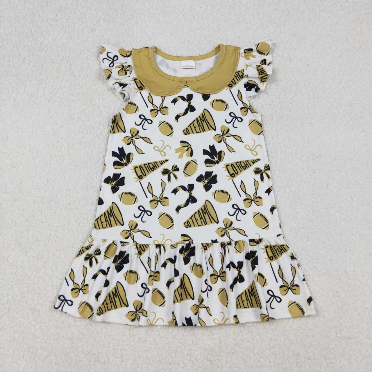 Football Go Team gold black Girls Dress GSD2788