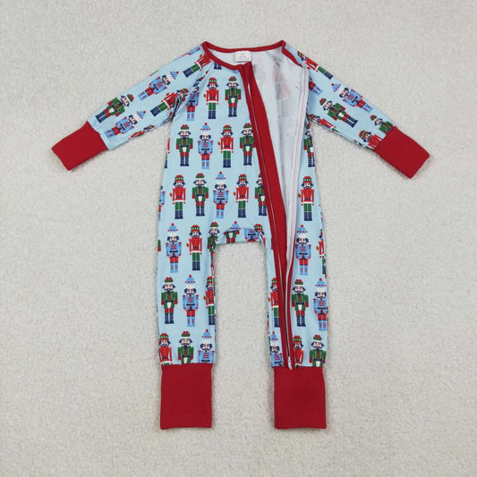 Christmas blue cartoon Zipper Baby Romper LR2599