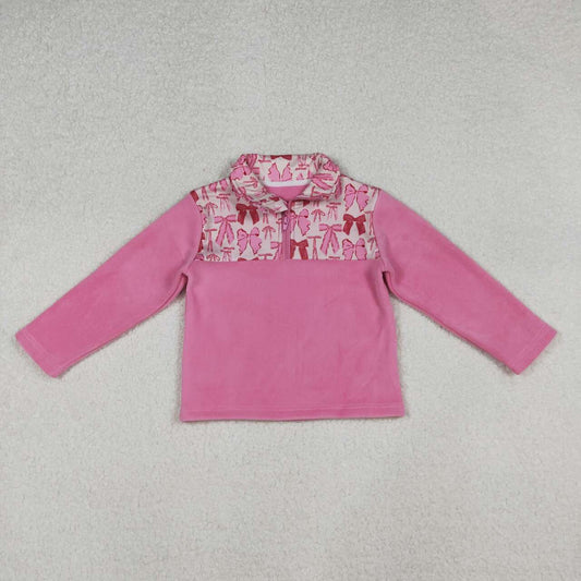 Fall winter pink bow Half zip Sherpa GT1149