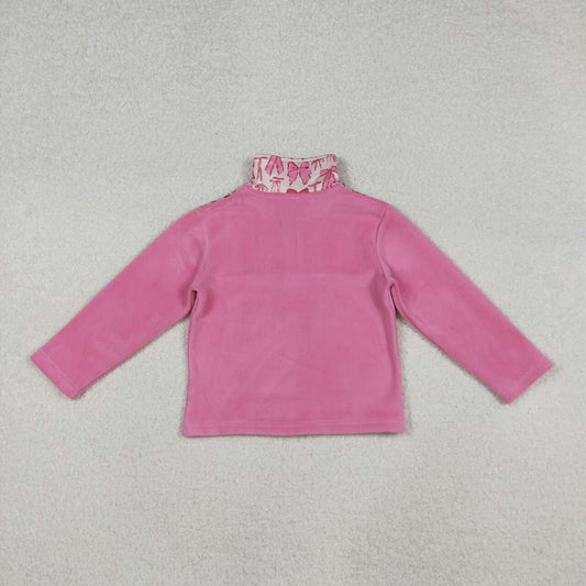 Fall winter pink bow Half zip Sherpa GT1149