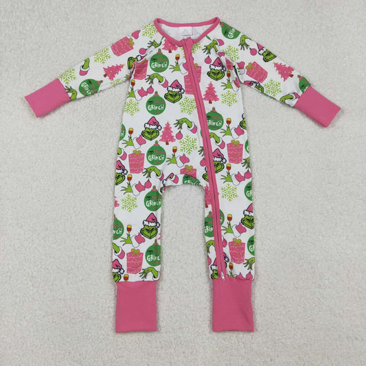 Christmas Pink cartoon Zipper Baby Romper LR2588