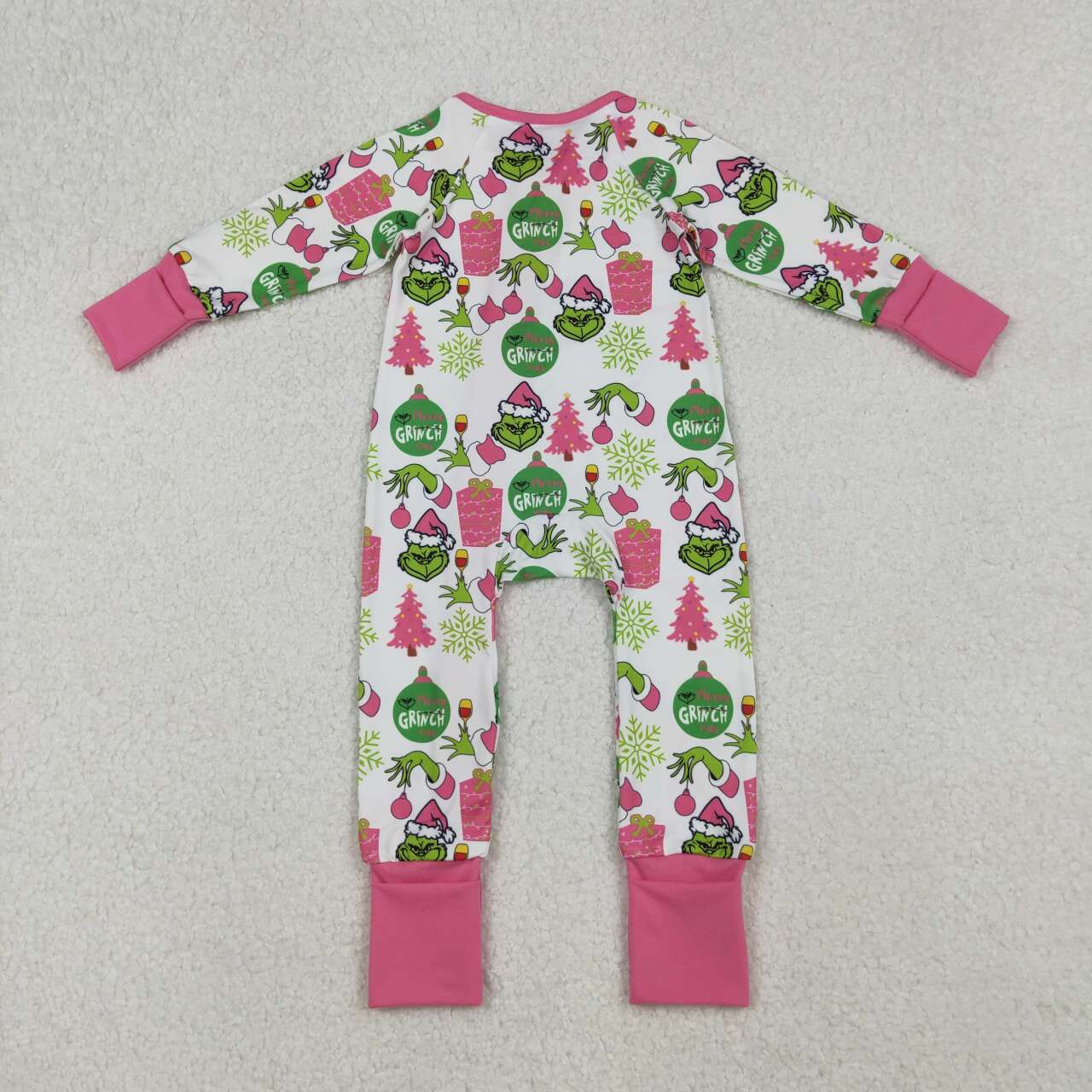 Christmas Pink cartoon Zipper Baby Romper LR2588