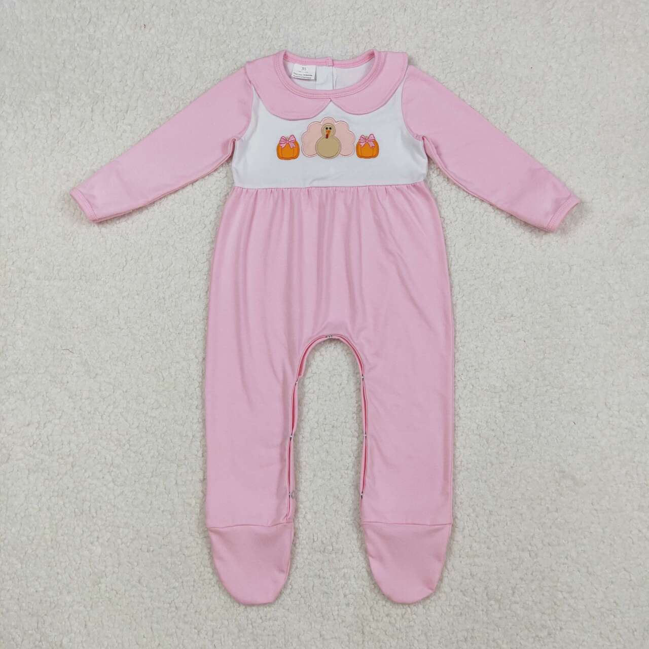 halloween Embroidery turkey pumpkin Baby Romper LR2563