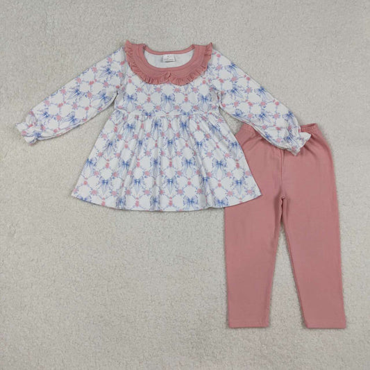 Fall bow long Sleeve Girls Set GLP2774