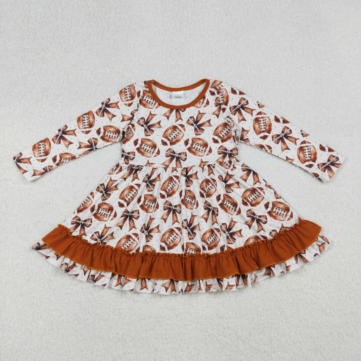 baseball bow long sleeve Girls dress GLD1268