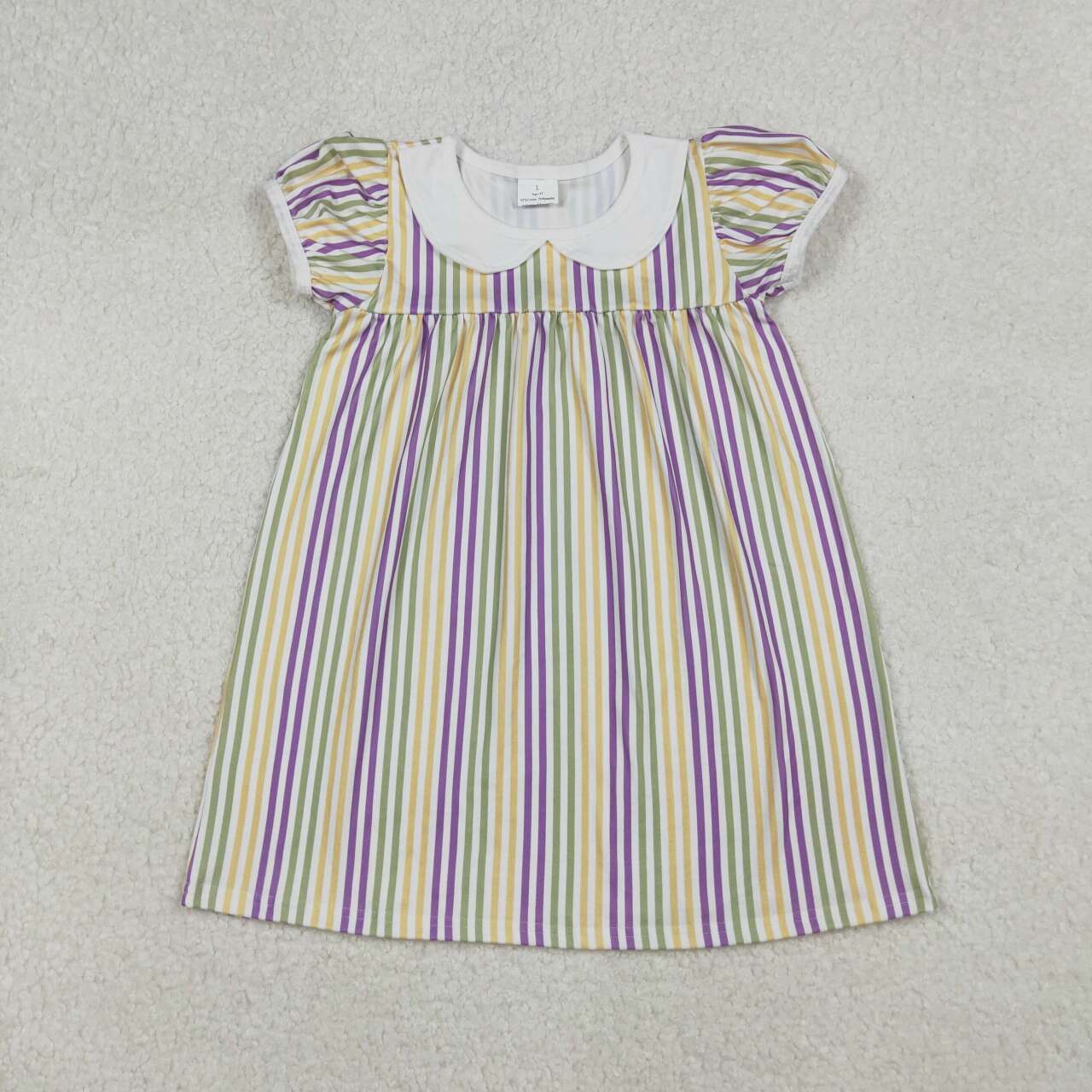 Mardi Gras Stripe Girls Dress GSD1571
