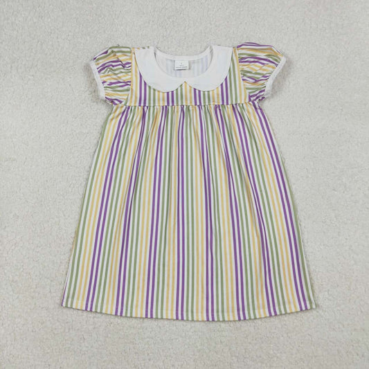 Mardi Gras Stripe Girls Dress GSD1571