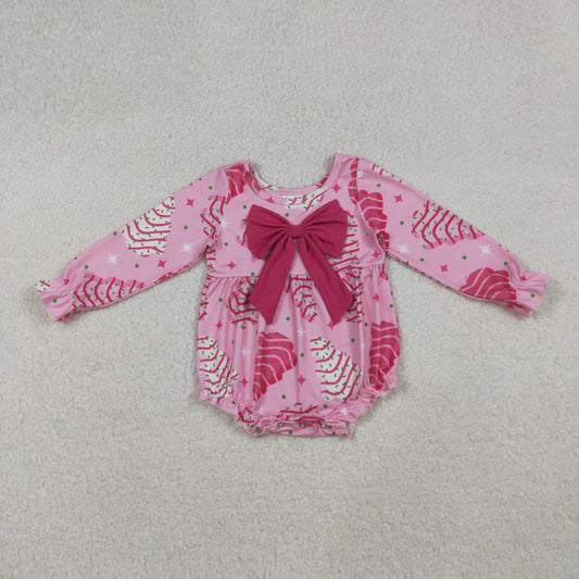 Christmas pink cake long sleeve Baby Romper LR2586