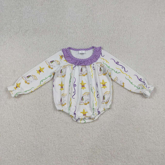 purple dots long sleeve Baby Romper LR2042