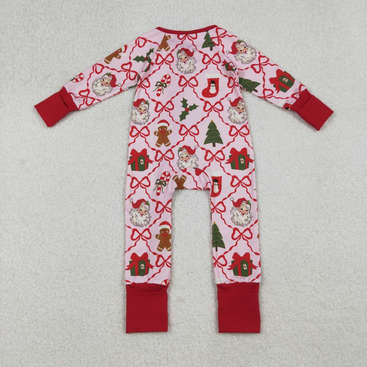 Christmas Santa Tree Bow full zip Baby Romper LR2632