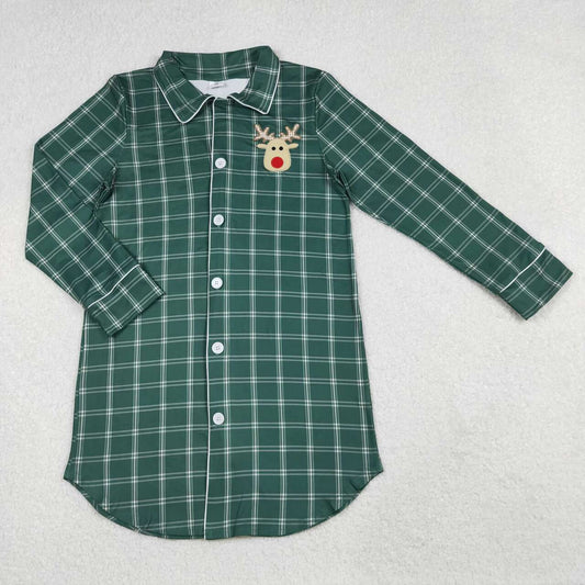 Christmas green plaid deer for women GT0621