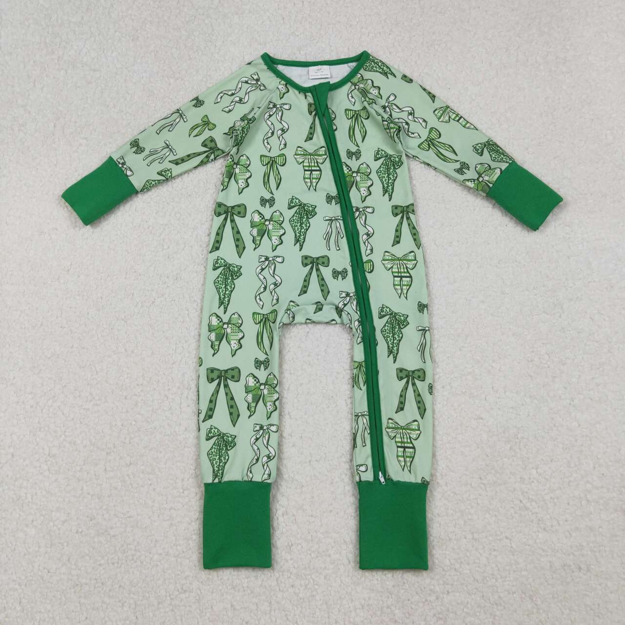 Green Bow full zip Baby Romper LR2654