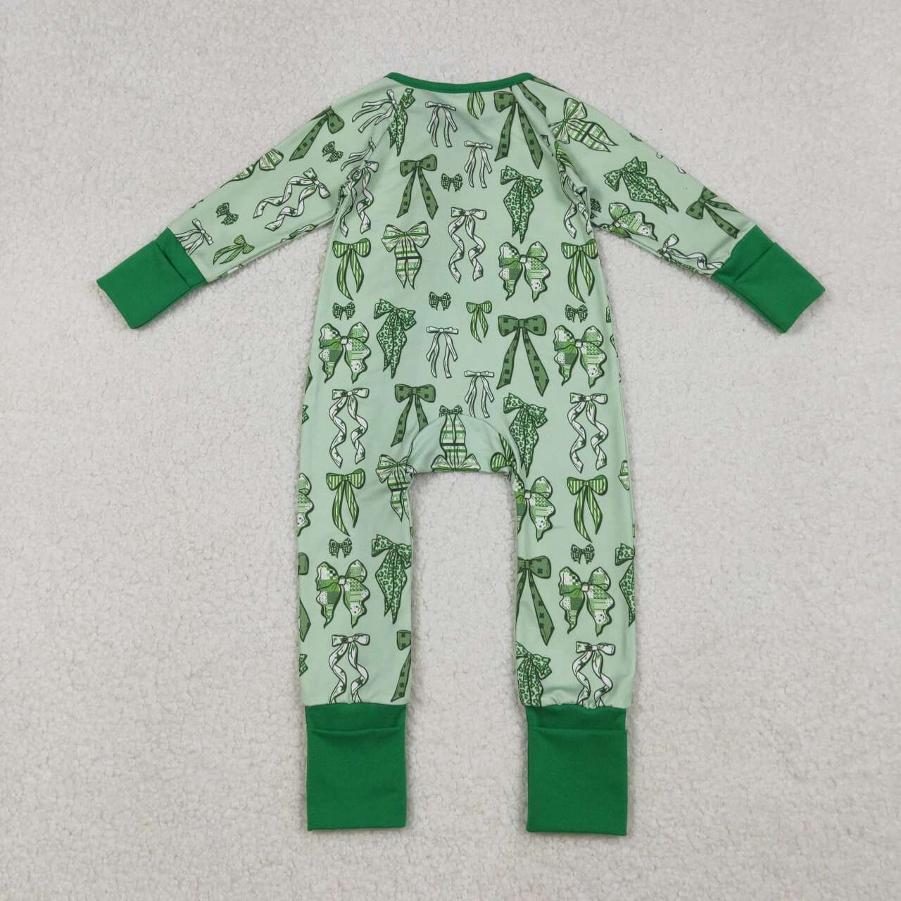 Green Bow full zip Baby Romper LR2654