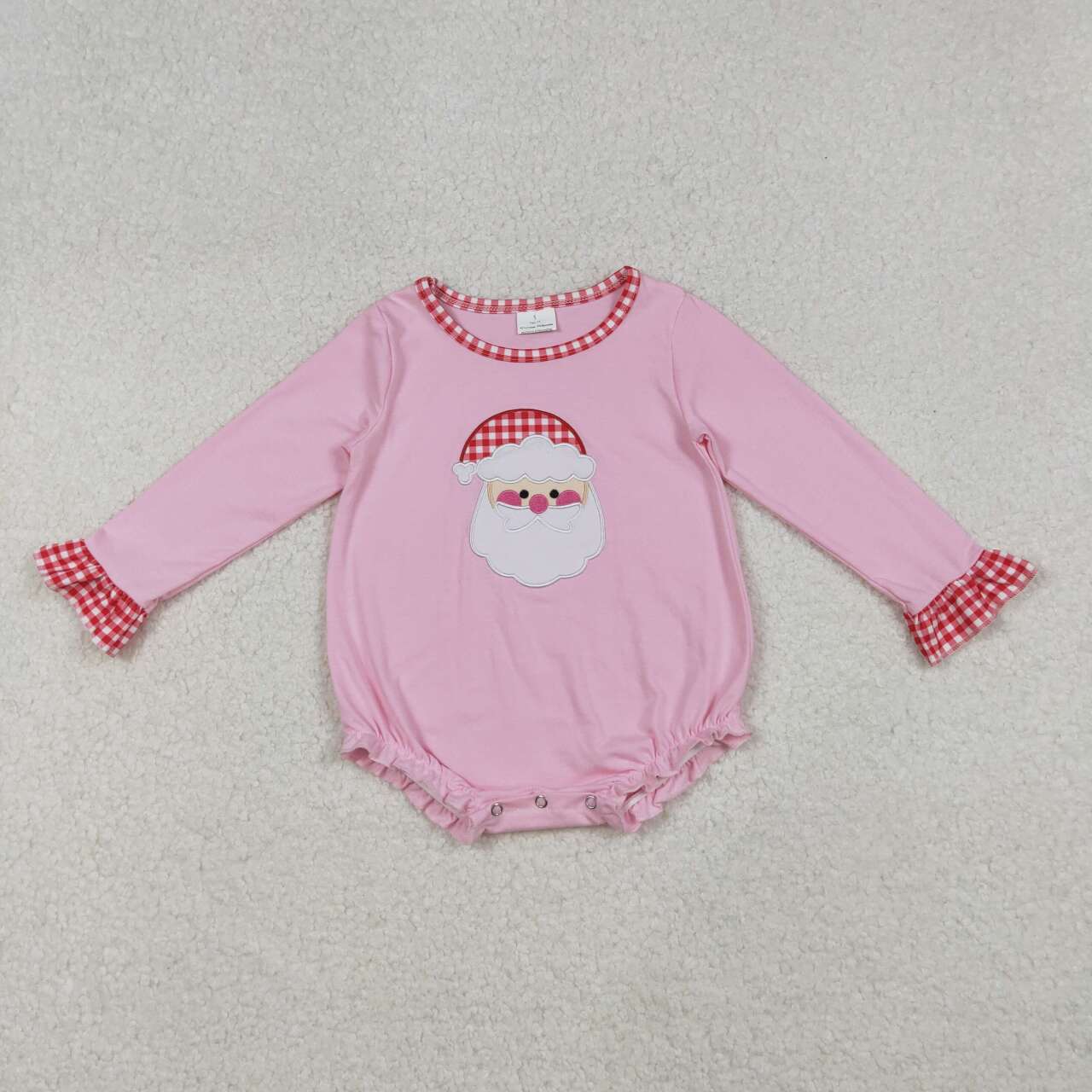 Christmas embroidery pink santa baby Romper LR1733