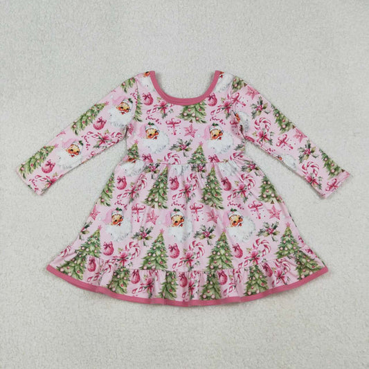 Christmas Pink Santa Girls Dress GLD1252