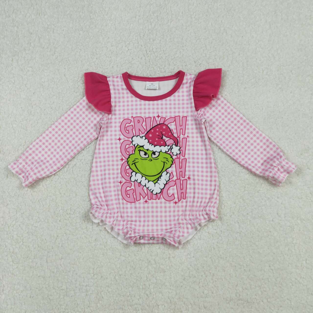 Christmas Pink Plaid baby Romper LR2554