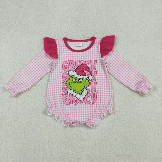 Christmas Pink Plaid baby Romper LR2554