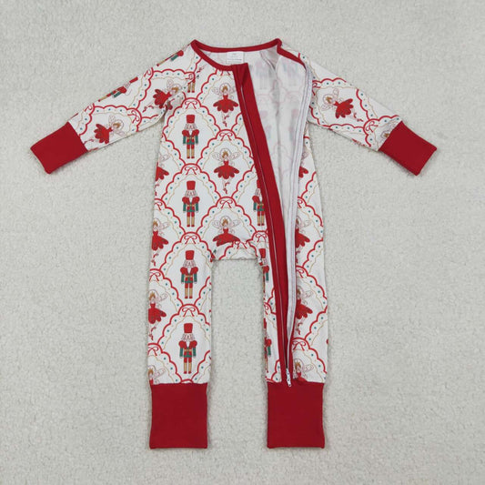 Christmas red cartoon Full Zipper Baby Romper LR2633