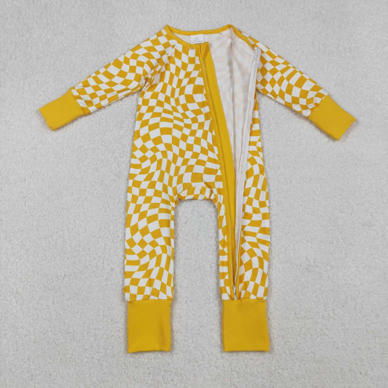 Yellow plaid Full Zipper Baby Romper LR1089