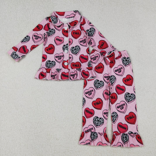 Valentine's Day Pinkj Heart long sleeve kids pajamas GLP2843