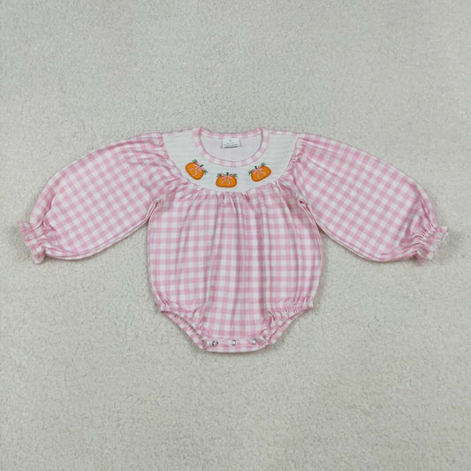 Halloween Smock Pink Pumpkin Baby Romper LR2181