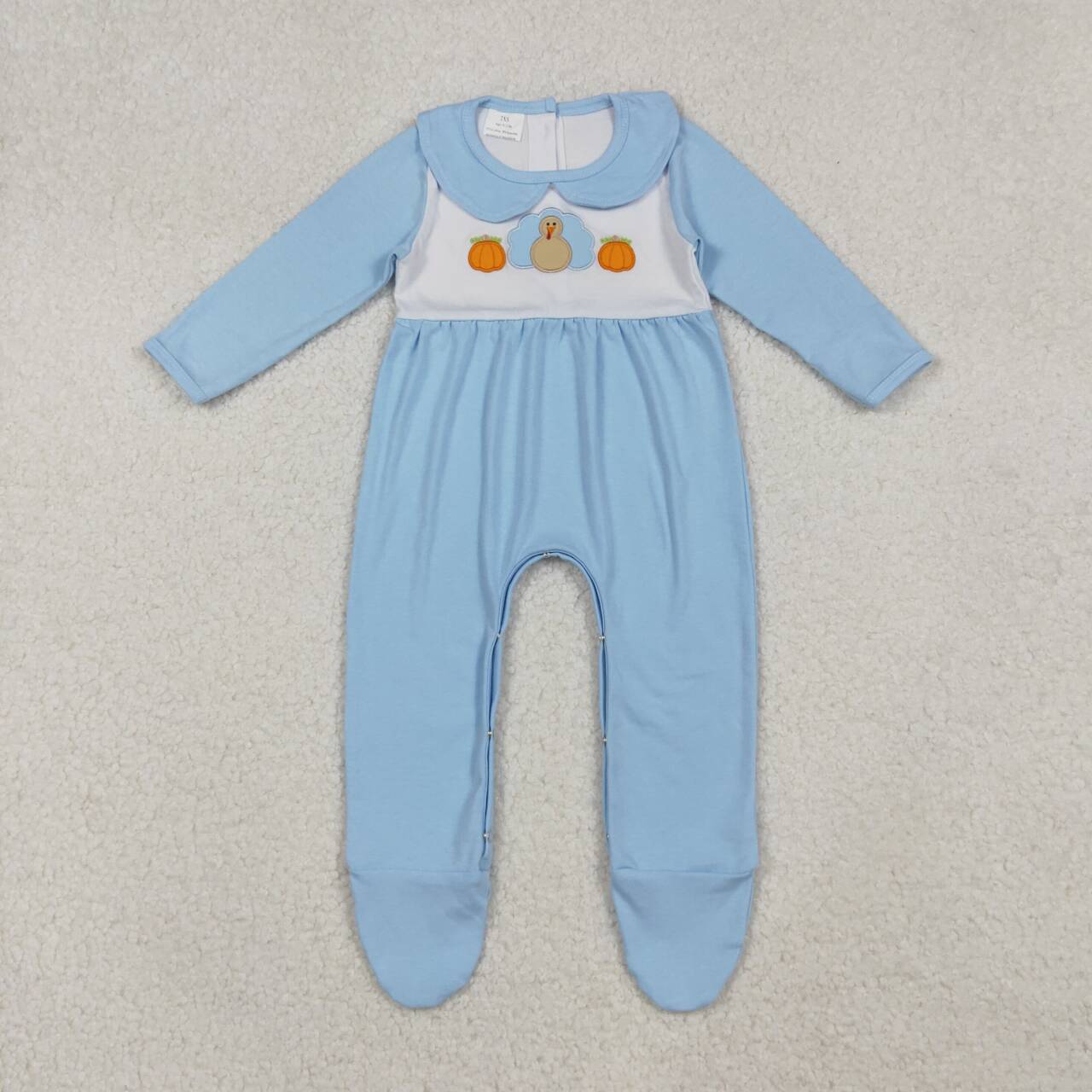 Thanksgiving embroidered turkey Baby Romper LR2562