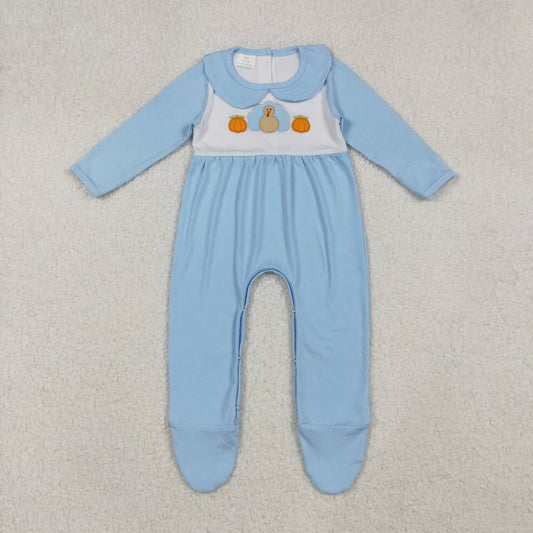 Thanksgiving embroidered turkey Baby Romper LR2562