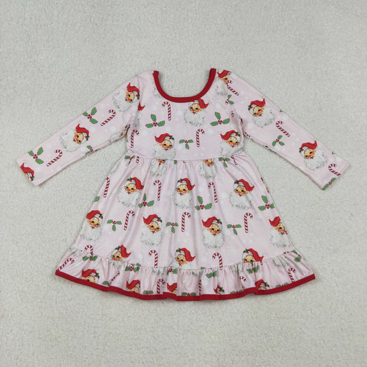 Christmas Pink Santa candy Girls Dress GLD1251