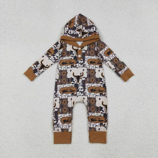 western Cow long sleeve Baby Romper LR2592