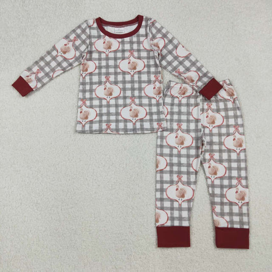 Turkey Plaid long sleeve kids pajamas GLP2885