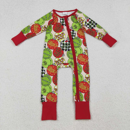 Christmas red cartoon Full Zipper Baby Romper LR2658