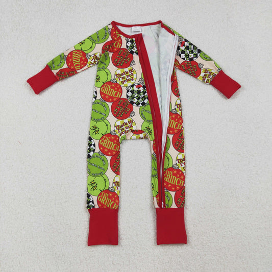 Christmas red cartoon Full Zipper Baby Romper LR2658