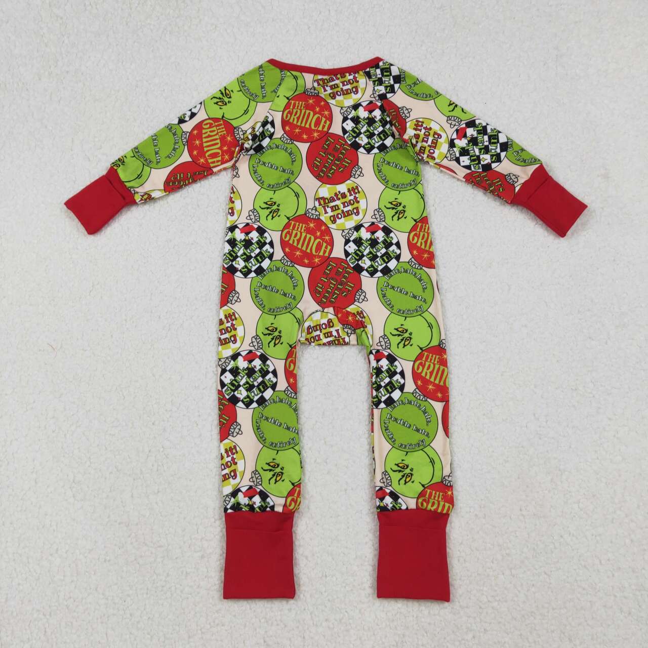 Christmas red cartoon Full Zipper Baby Romper LR2658