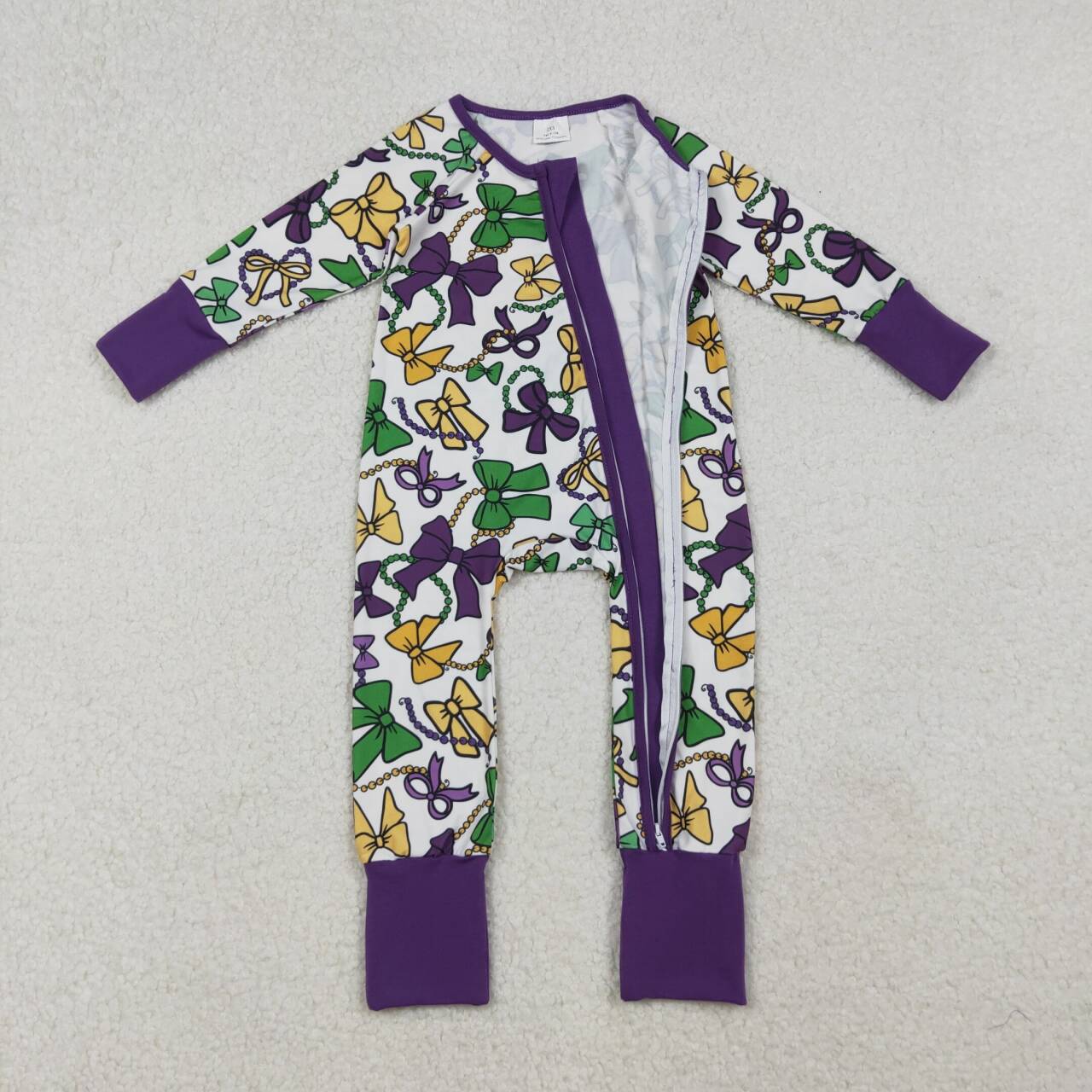 Mardi Gras long sleeve Baby Romper LR2678