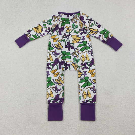 Mardi Gras long sleeve Baby Romper LR2678