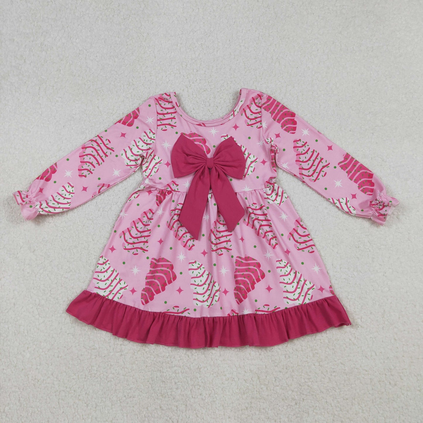 Christmas pink cake Girls Dress with bow GLD1276