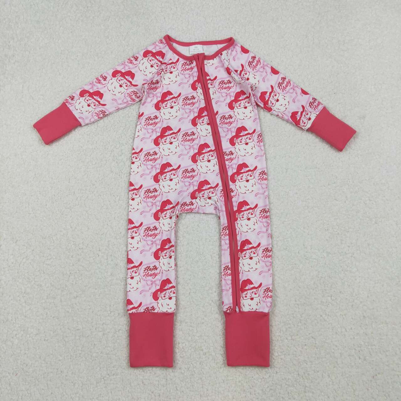 Christmas Pink Santa long sleeve Baby Romper LR2243
