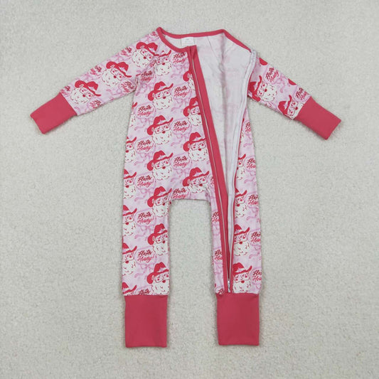 Christmas Pink Santa long sleeve Baby Romper LR2243