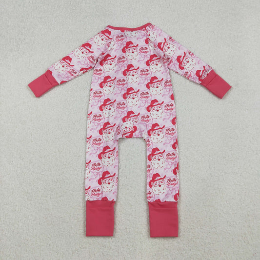 Christmas Pink Santa long sleeve Baby Romper LR2243