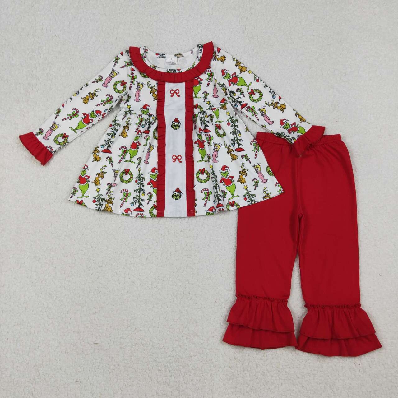Christmas Embroidered Red Cartoon Girls Set GLP2812