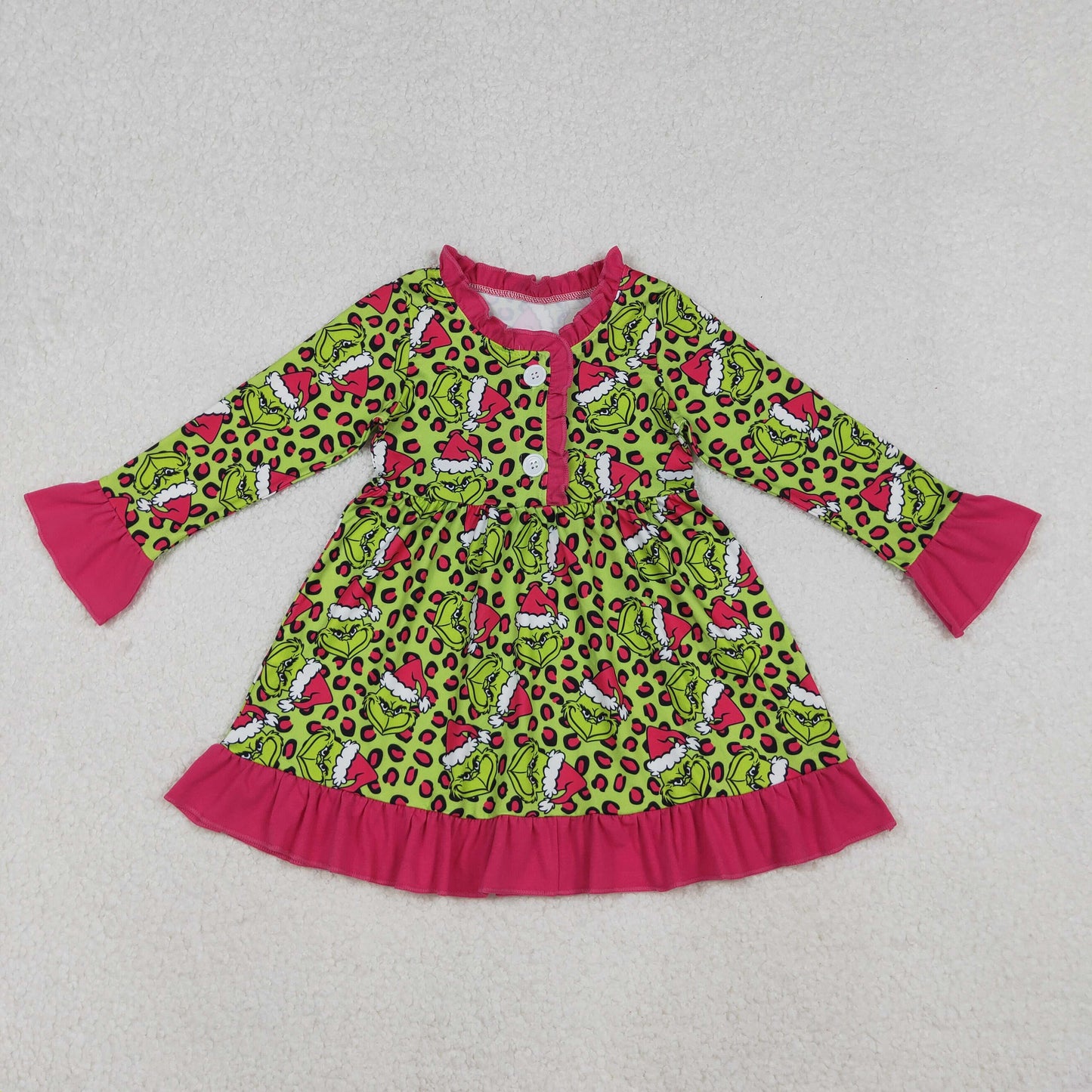Christmas Green Cartoon Girls Dress GLD1254