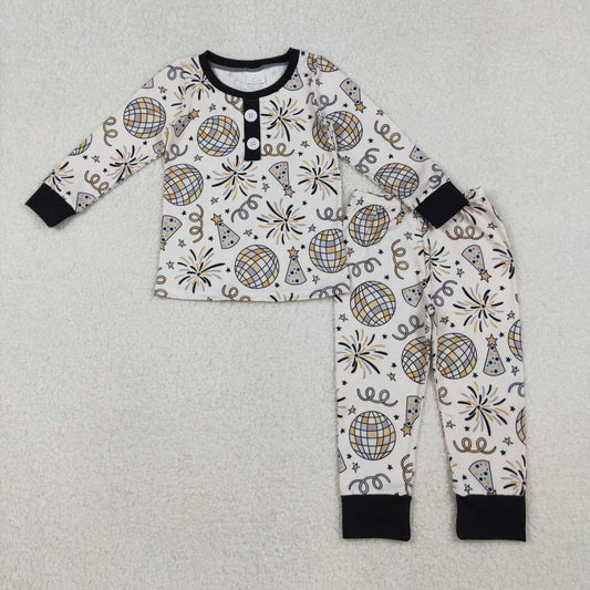 Happy new Years long sleeve kids pajamas BLP1166
