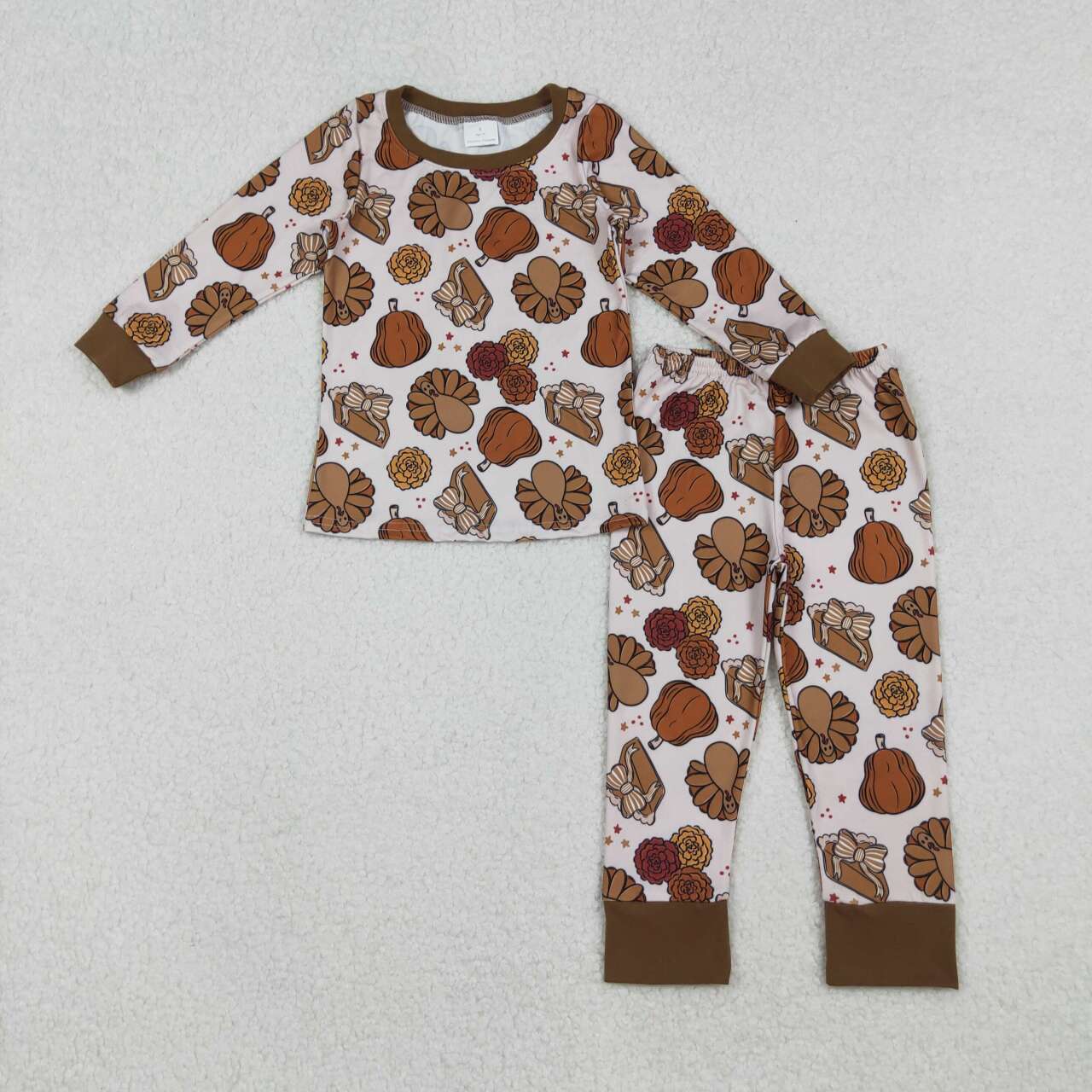Thanksgiving turkey long sleeve kids pajamas GLP2884
