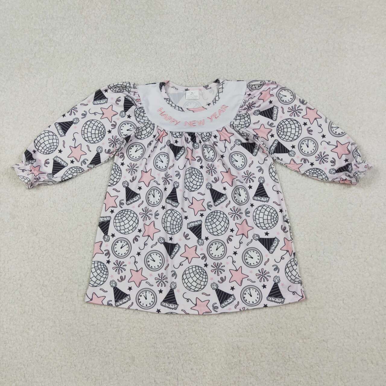 Happy New years embroidery heart Girls dress GLD1231